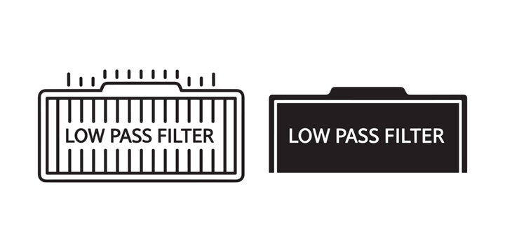 Two low pass filter icons in outline and solid black against a white background