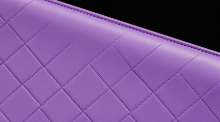 Naklejka premium Close up of quilted lilac faux leather texture with stitching in diamond pattern. Soft material covers surface, suitable for fashion decor or furniture upholstery.