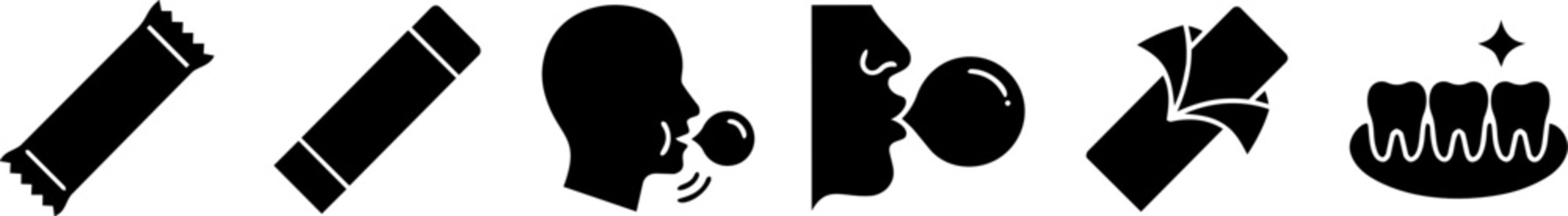 Chewing Gum And Bubble Gum Icon Set. Vector
