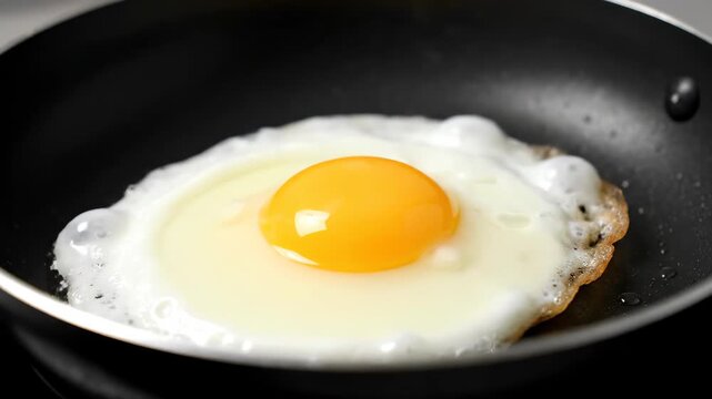 Pan-fried egg close-up material, fried egg close-up