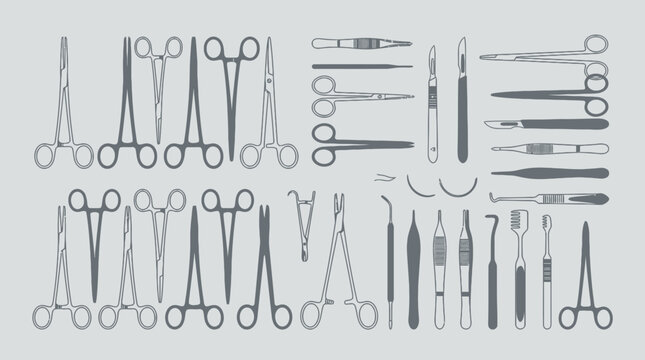 Comprehensive collection of surgical instruments for medical procedures and operations.