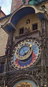 Prague Astronomical Clock (Orloj) in the Old part of the City, located on the Old Town Hall in Prague, Czech Republic. 