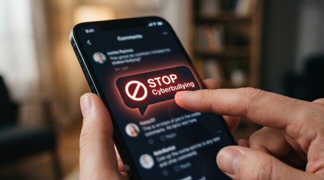 Hands holding smartphone with stop smoking text on screen, mobile phone in hand, anti-smoking campaign, quit smoking message
