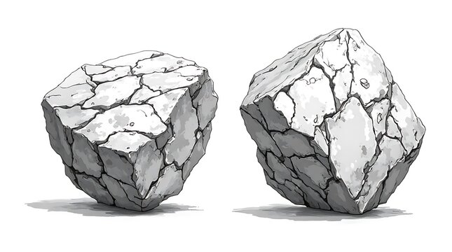 Rough Craggy Gray Rocks Displayed Side by Side