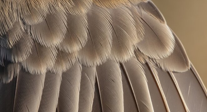 Close up of brown bird feathers with detailed texture.