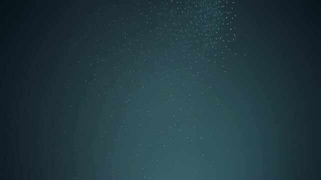 Abstract swarm of glowing light particles moving through a dark void creating a dynamic motion video effect with soft blue ambient lighting and flowing trails for professional digital media background