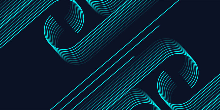 Abstract dark background with vibrant cyan geometric circuit line streams