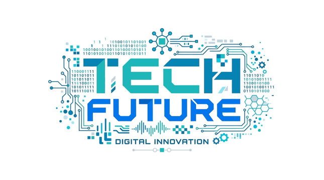 Tech Future Digital Innovation - Futuristic Technology and Binary Code