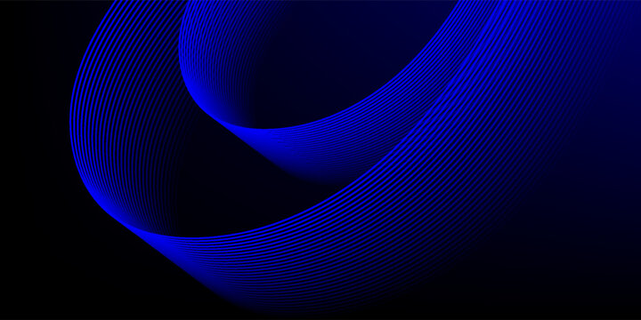 Abstract dark blue background with elegant wavy moire line textures