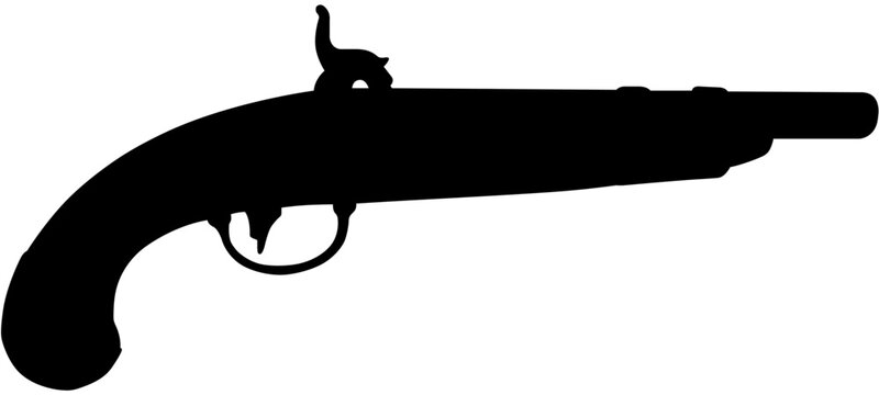 Model 1813 Flintlock Pistol Silhouette Vector Illustration