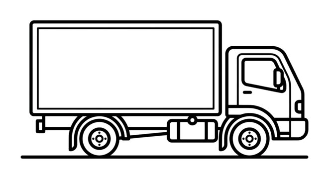 Commercial cargo delivery truck transport vector image with large blank container box body for logistics shipping freight services distribution industry and automotive hauling