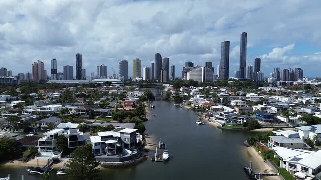 Canal Flyover with Gold Coast Skyline
