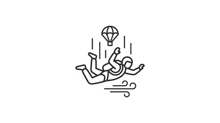 Line art icon of skydiver in freefall position. © Lendem