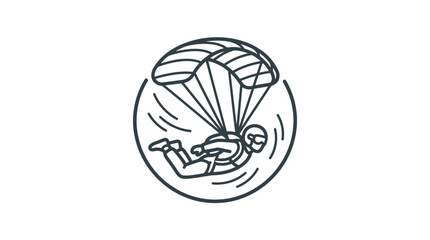 Line art illustration of a skydiver inside a circle. © Lendem