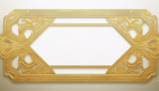 rectangle subtle gold frame for web presentation horizontal border in oriental style with white background