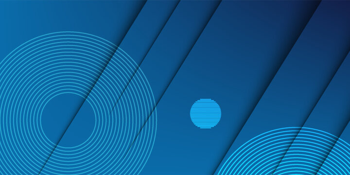 Abstract blue background with elegant concentric geometric line circles