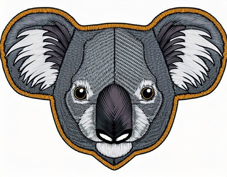 koala design embroidered patch isolated on white background