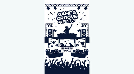 Game and Groove Fest esports event silhouette illustration. © Ela Maheswari