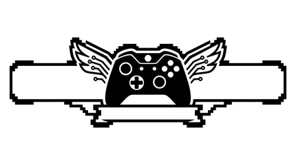 Gaming Controller Logo With Wings and Banner for Esports Branding. © Ela Maheswari
