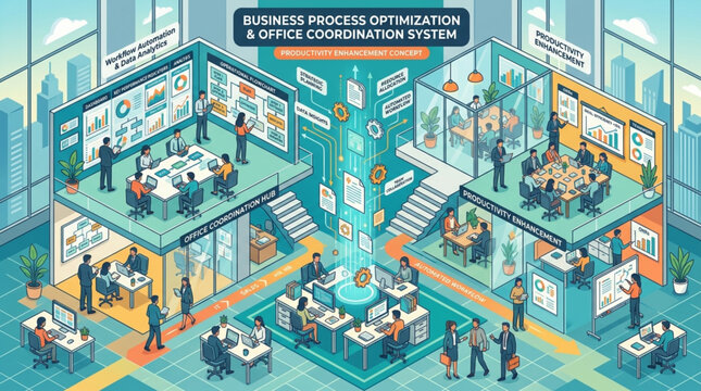 Business processes digitalization concept office.
