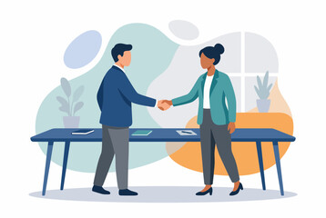 Obraz premium Business partners shaking hands to seal a deal in the office