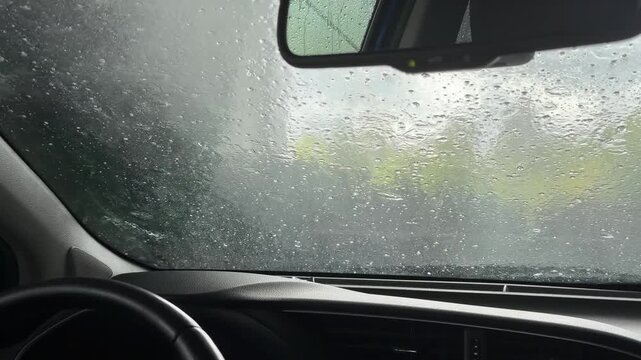 Automatic car wash point of view from inside vehicle