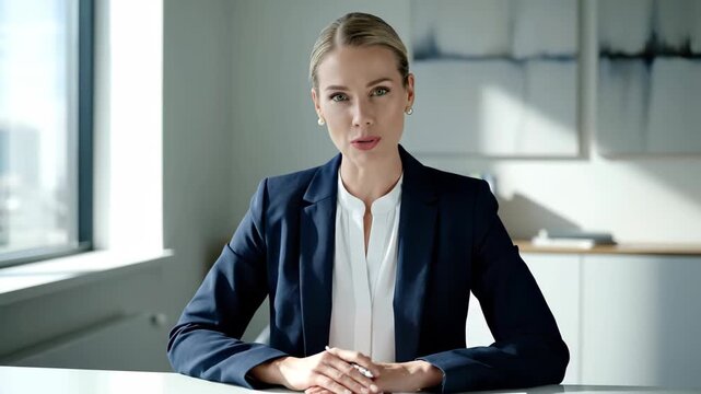 Business women sit upright in the office, business women perform in the office
