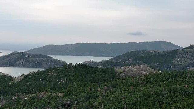 Aerial Panoramic View of Ria Coastline at Oshika Peninsula, Miyagi, Japan