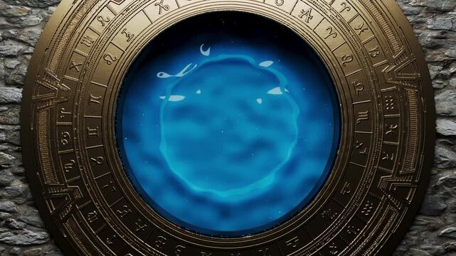 3d render Stargate portal, transition to another universe, and teleportation.