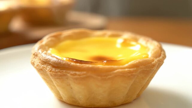 Egg tart close-up material, golden egg tart close-up