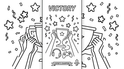 Hands holding a victory trophy for gaming success. © Budi Prakoso