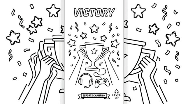 Hands holding a victory trophy for gaming success.