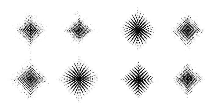 halftone starburst patterns on white background pattern