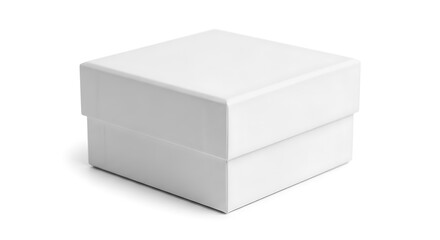 Fototapeta premium Small white square gift box with a lid, isolated on a clean white background, perfect for packaging or presentation.
