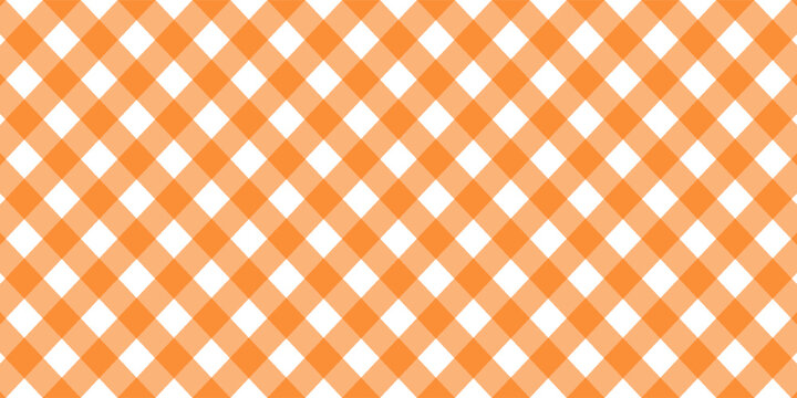 Halloween checkered tablecloth with orange plaid pattern background. Flat vector illustration isolated