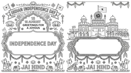 Indian Independence Day Celebration Graphics with Patriotic Symbols. © Aqila cohar
