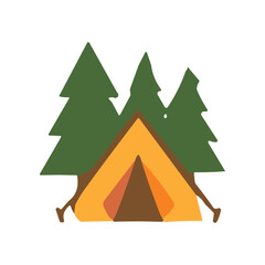 Obraz premium Camping Tent in the Woods Icon.