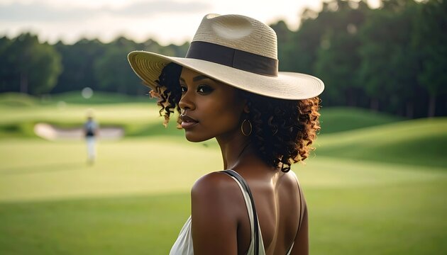 Woman on lush green course