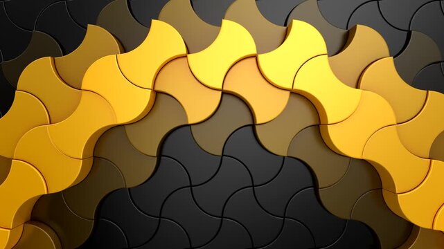 Geometric Shapes Form a Wave. Abstract motion, two color, 3d rendering, 4k resolution
