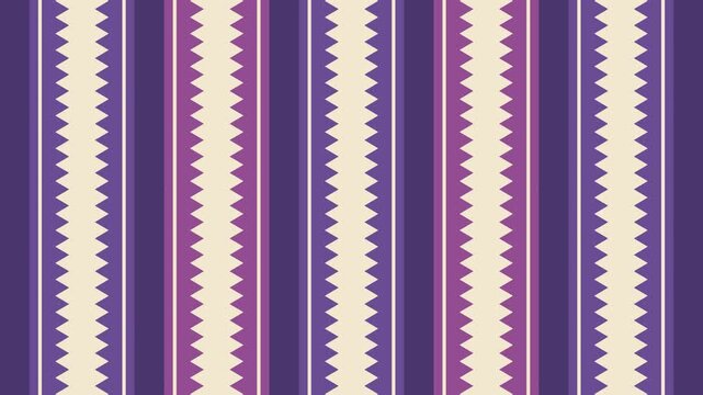 Seamless loop animation of a jagged cream abstract pattern moving up and down on stripes against a solid pastel purple background grid layout