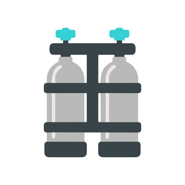 Two oxygen gas cylinders together.