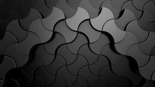 Geometric Shapes Form a Wave. Abstract motion, two color, 3d rendering, 4k resolution
