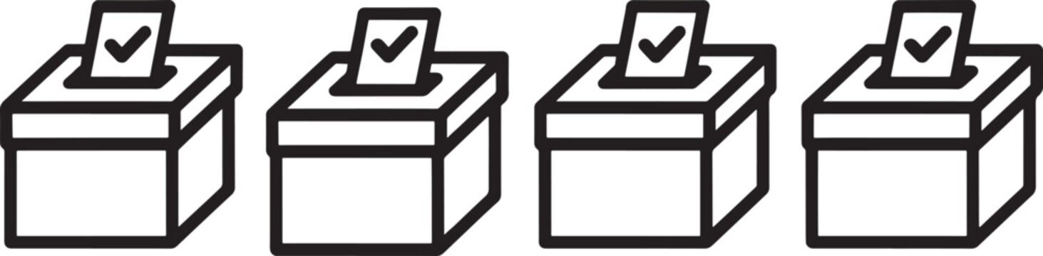Secure Ballot Box Voting and Election Icon Set