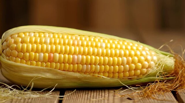 Yellow corn close-up still life material, golden corn close-up shot