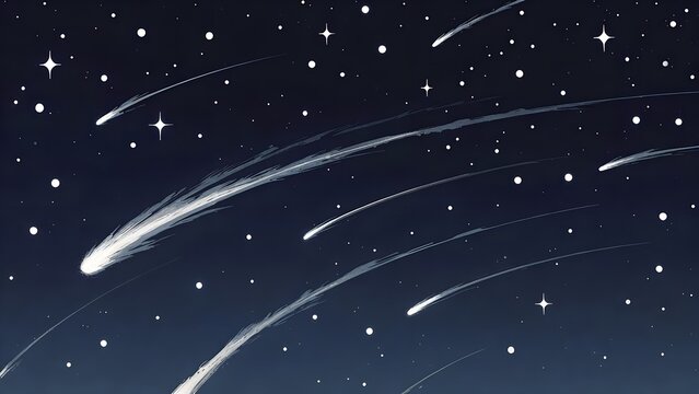 Simple Shooting Stars Across Starry Night Sky Illustration