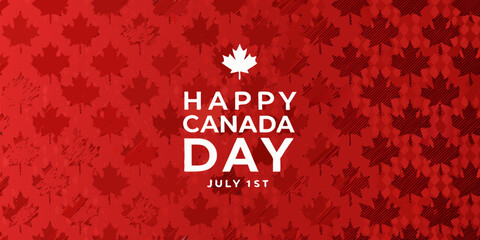 happy canada day greeting card with maple leaf pattern © Juran