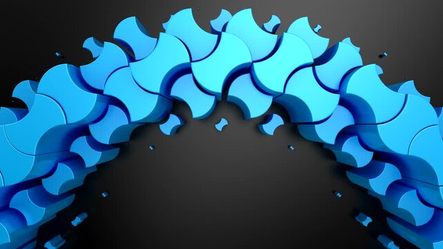 Geometric Shapes Form a Wave. Abstract motion, two color, 3d rendering, 4k resolution

