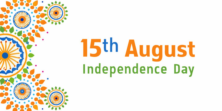 15th august independence day with colorful floral patterns