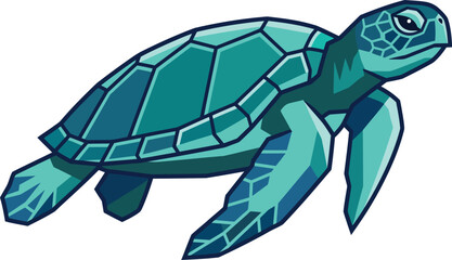 Fototapeta premium World Oceans Day Sea Turtle Geometric Vector Illustration