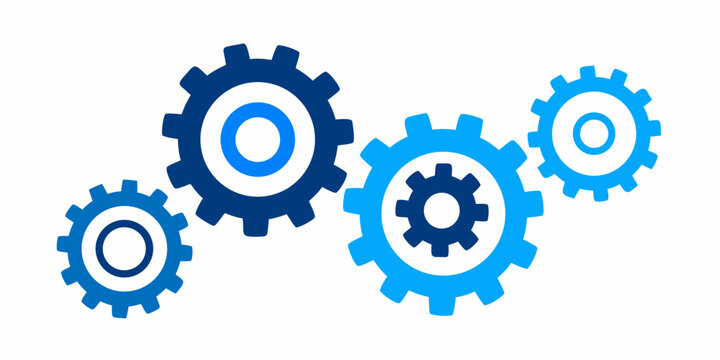 four interlocking gears flat icon cogs mechanism
